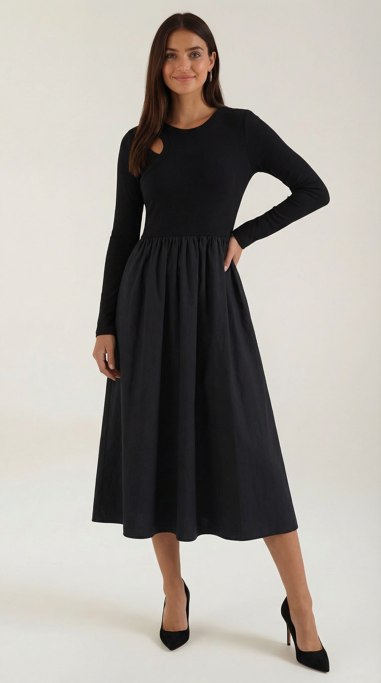 Elegantes Langarm Maxikleid Damenkleid Sommer - BerlinGlamour