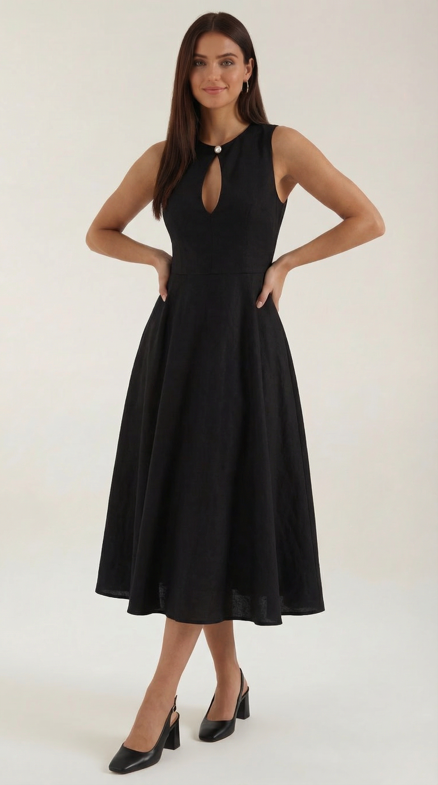 Midi-Kleid mit Cut-Out Damenkleid Modern - BerlinGlamour