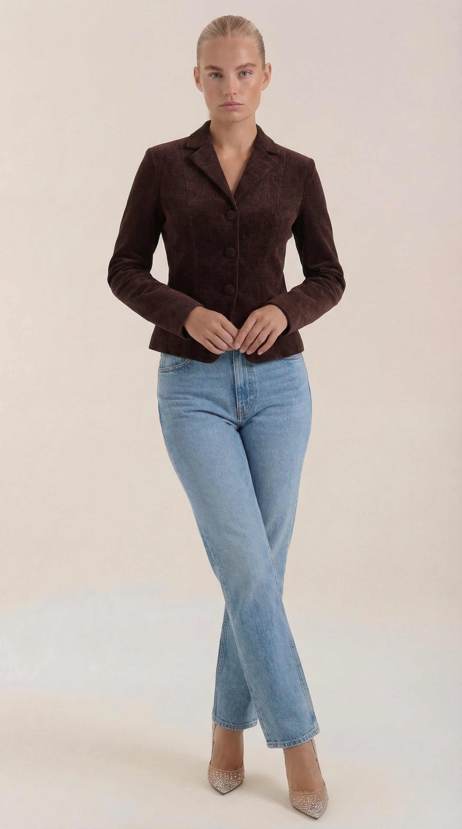 Samtjacke Damen Knopfleiste Elegantes Design - BerlinGlamour