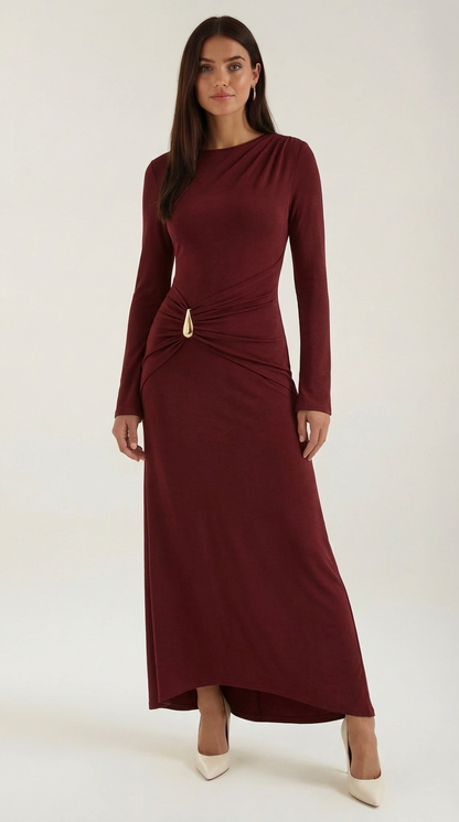 Langarm Maxikleid Elegant Damenkleid - BerlinGlamour