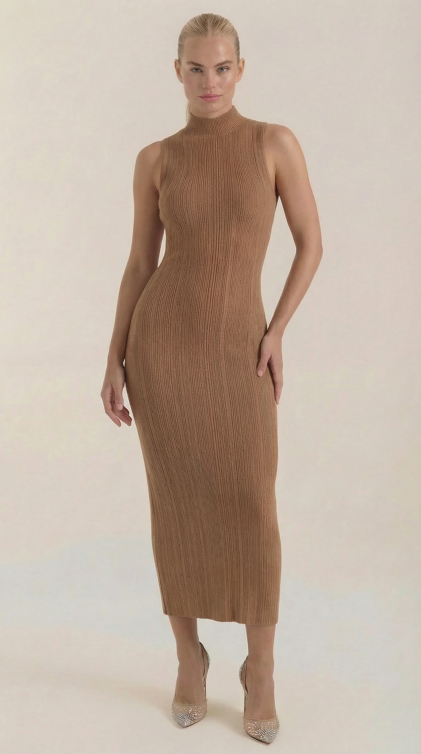 Midikleid Bodycon Mit Mock Neck Damenkleid - BerlinGlamour