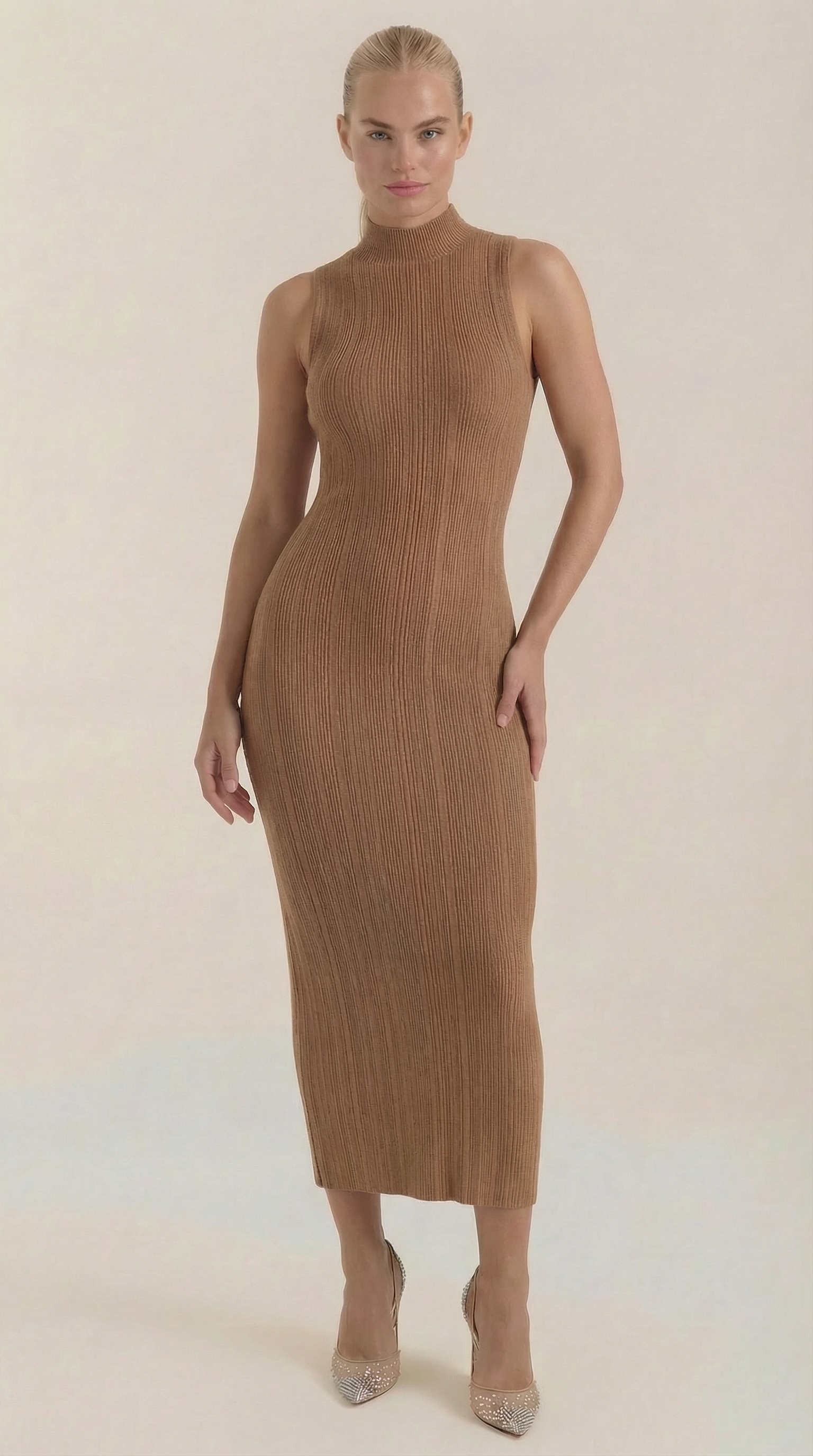 Midikleid Bodycon Mit Mock Neck Damenkleid - BerlinGlamour