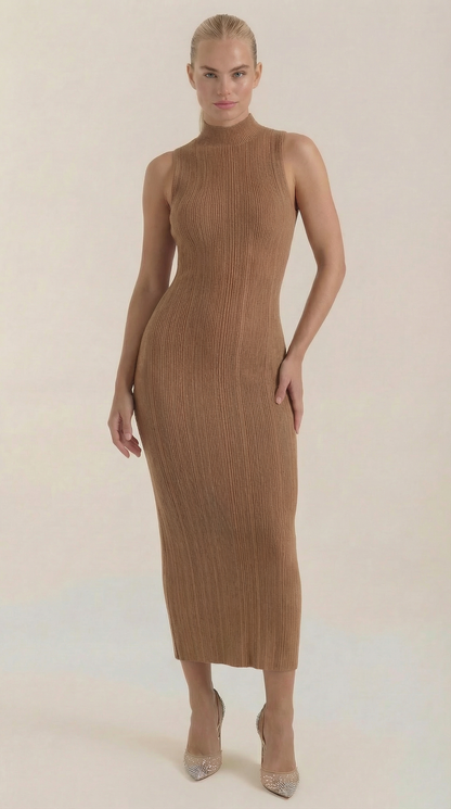 Midikleid Bodycon Mit Mock Neck Damenkleid - BerlinGlamour