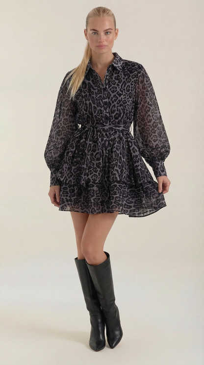 Leopardenprint Kleid Minikleid Damen Party - BerlinGlamour