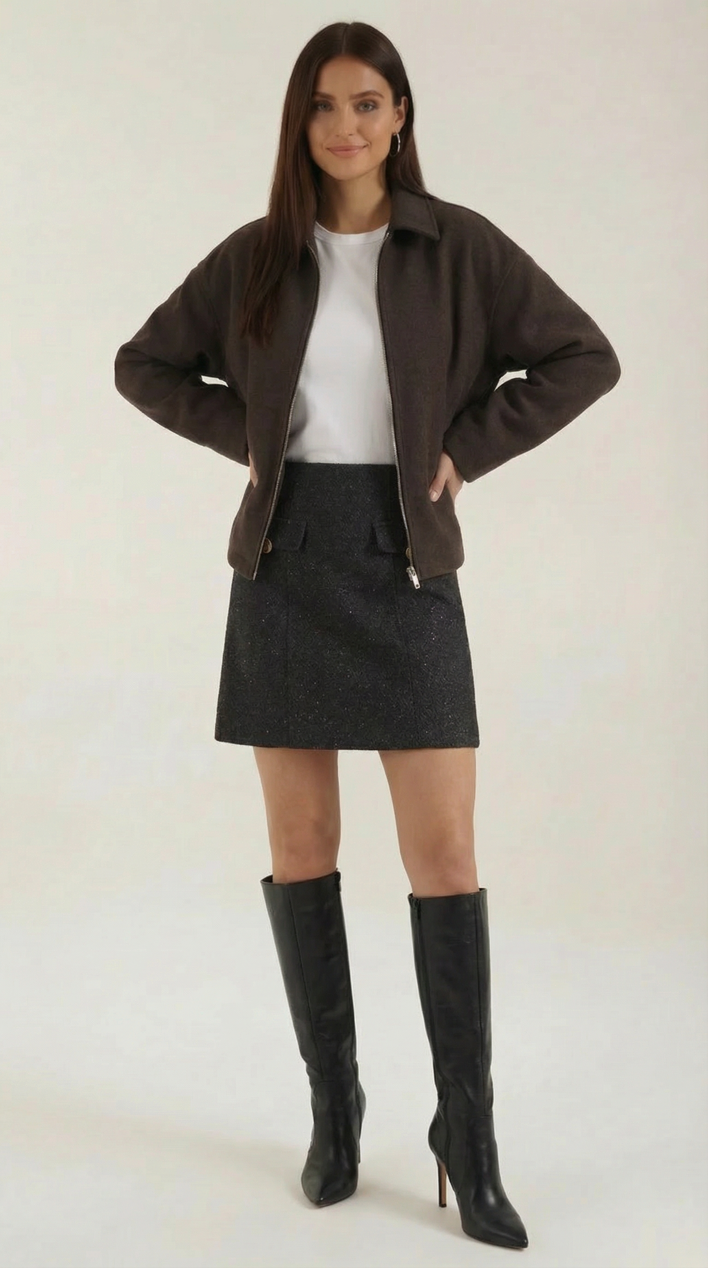 Damen Reißverschlussjacke Modern Schwarz - BerlinGlamour