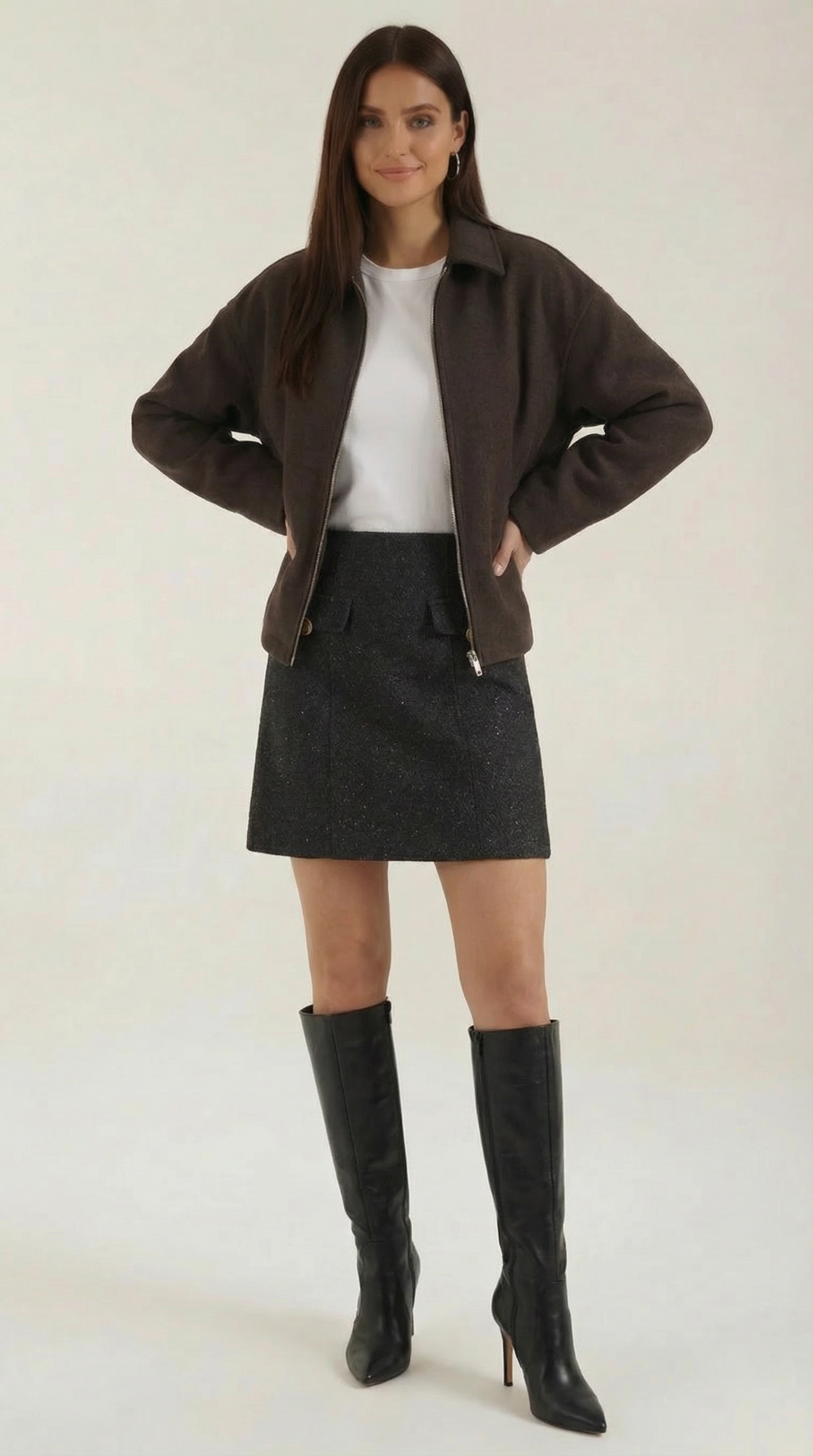 Damen Reißverschlussjacke Modern Schwarz - BerlinGlamour
