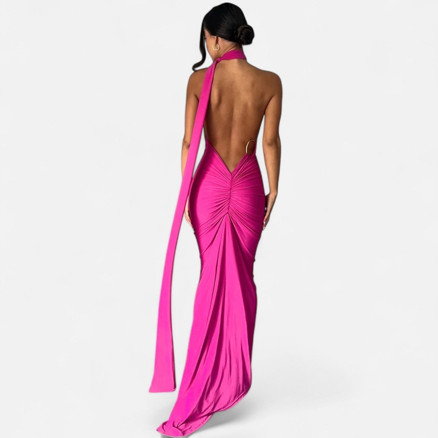 Damen Maxikleid Ein Schulter Neckholder Sommerkleid