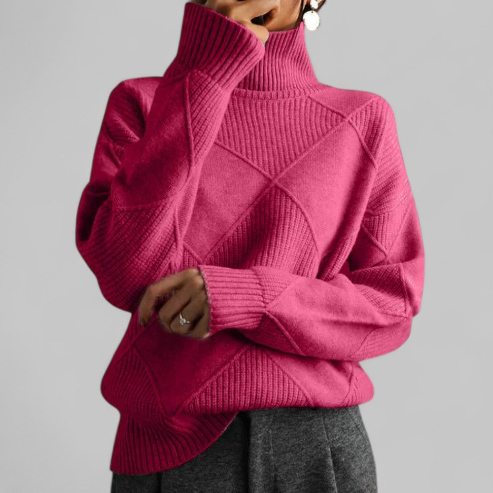 Damen Pullover Rollkragen Locker Geschnitten Bequem