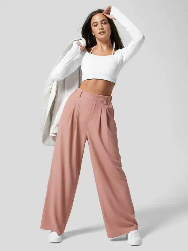 Faye Hose beige mit elastischem Bund und eleganter Passform
