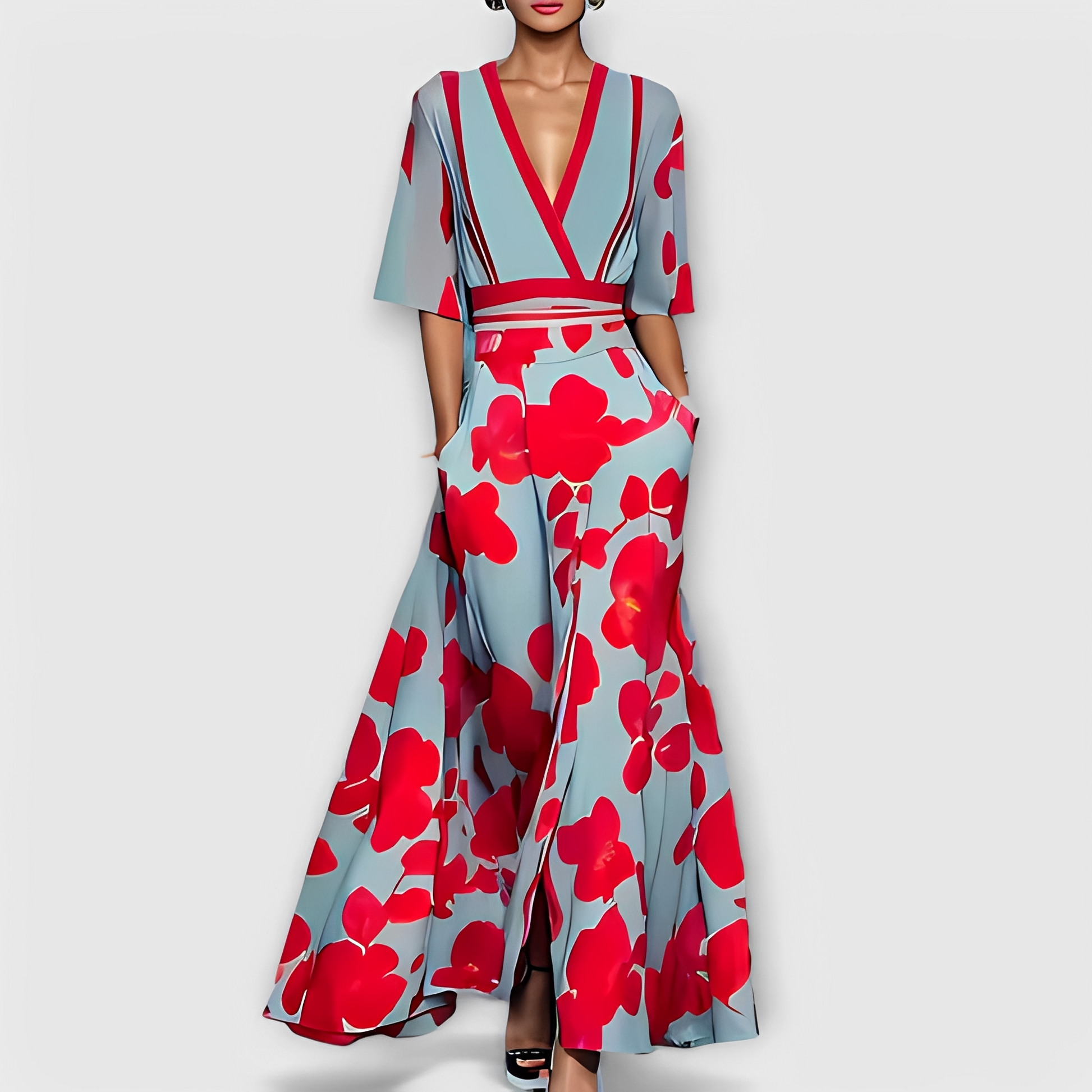 Damenkleid Blumenmuster Sommerkleid Elegant - BerlinGlamour