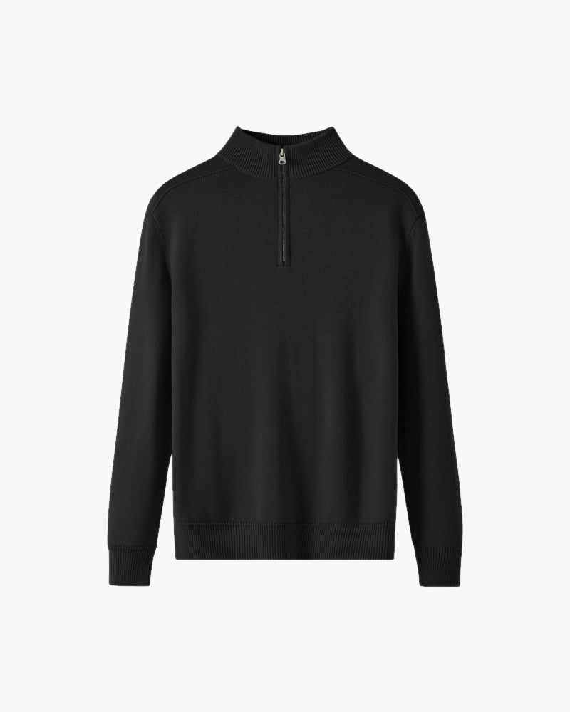 Herrenpullover Merinowolle Warm Stehkragen Halbzipper
