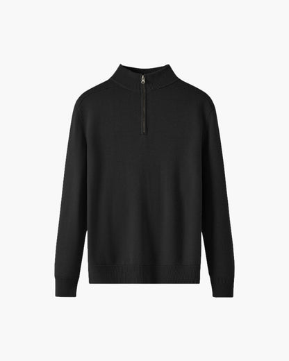 Herrenpullover Merinowolle Warm Stehkragen Halbzipper