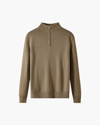 Herrenpullover Merinowolle Warm Stehkragen Halbzipper