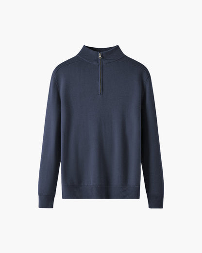 Herrenpullover Merinowolle Warm Stehkragen Halbzipper