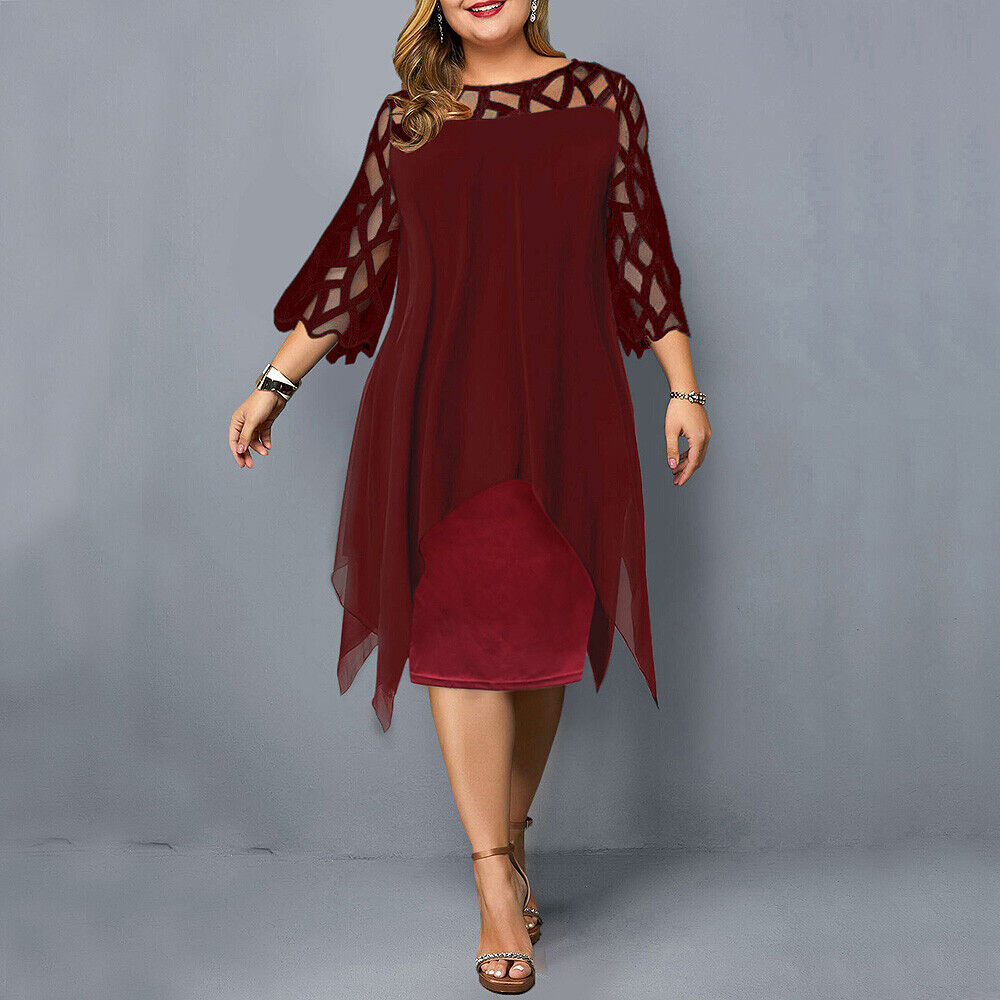 Plus Size Midi Kleid Elegantes Frauenkleid Lang