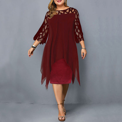 Plus Size Midi Kleid Elegantes Frauenkleid Lang