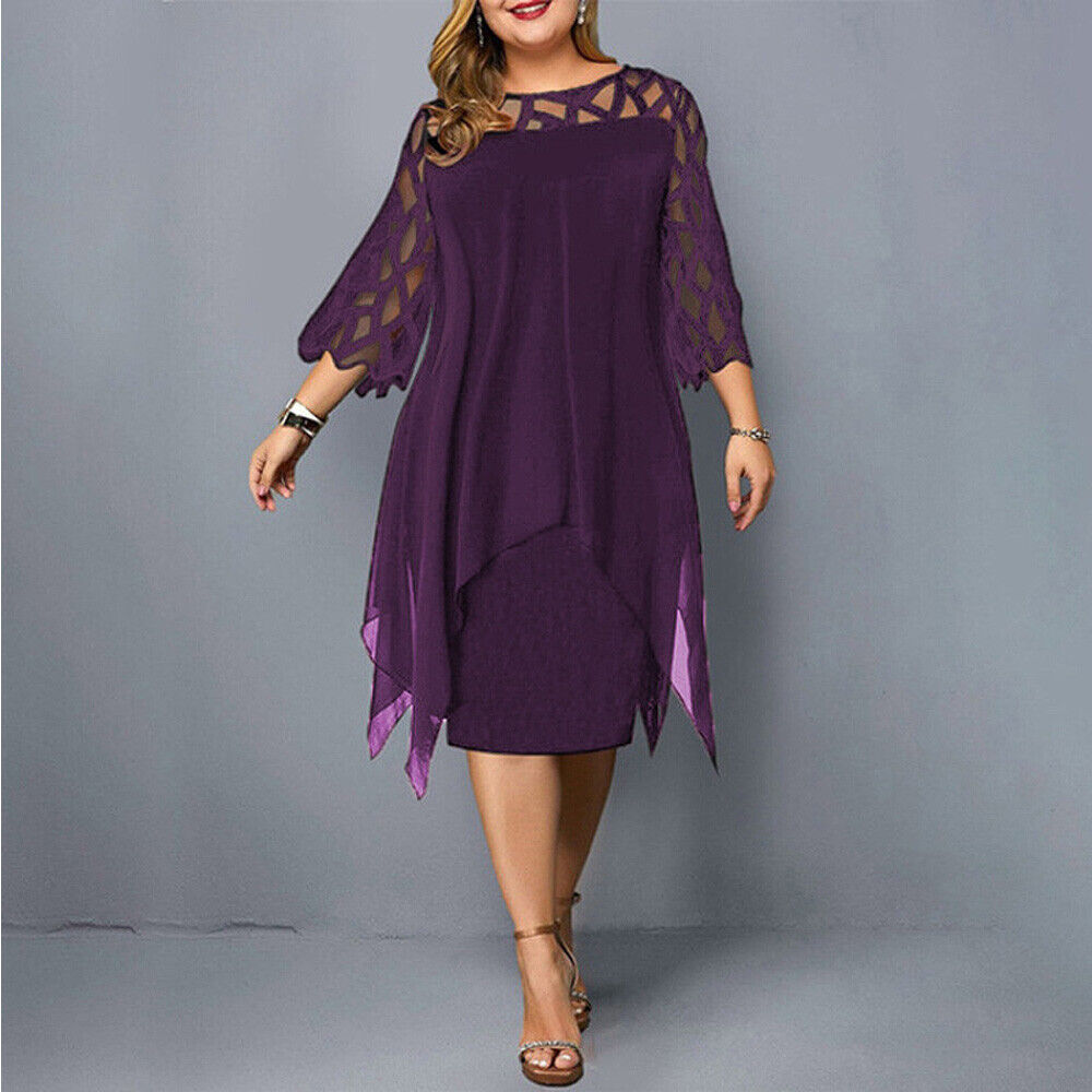 Plus Size Midi Kleid Elegantes Frauenkleid Lang