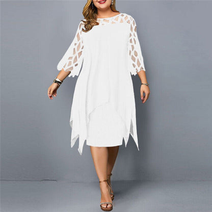 Plus Size Midi Kleid Elegantes Frauenkleid Lang