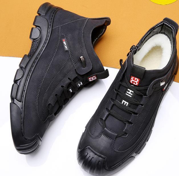 Herren Sneaker Leder Schwarz mit Kunstwolle Futter - BerlinGlamour