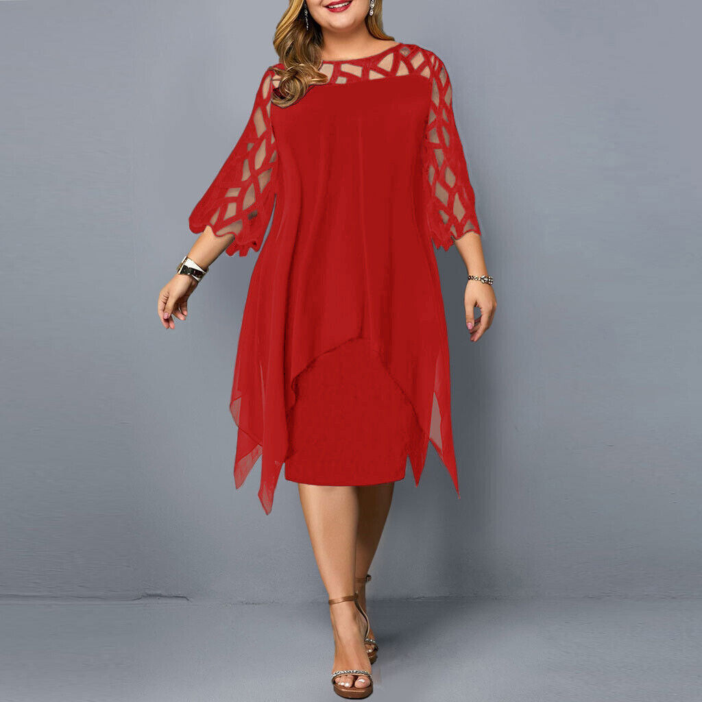 Plus Size Midi Kleid Elegantes Frauenkleid Lang