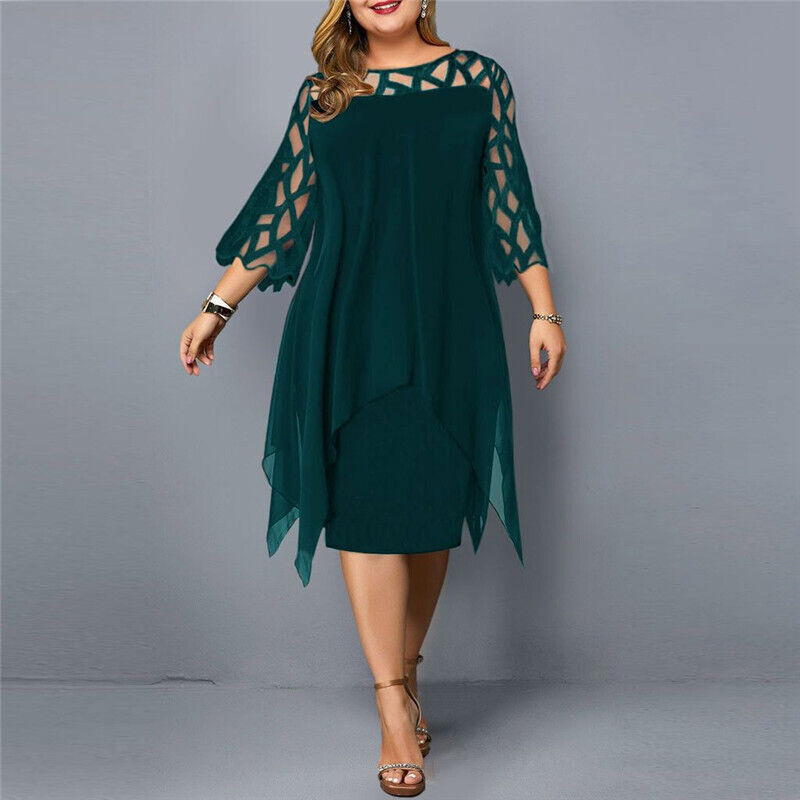 Plus Size Midi Kleid Elegantes Frauenkleid Lang