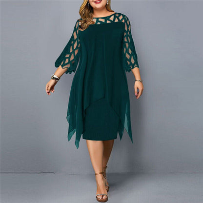 Plus Size Midi Kleid Elegantes Frauenkleid Lang