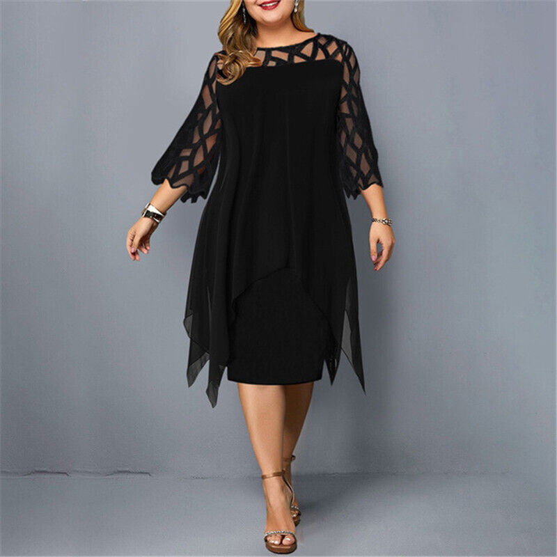 Plus Size Midi Kleid Elegantes Frauenkleid Lang