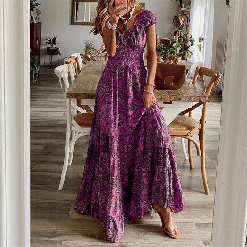 Boho Langkleid Maßgeschneidert Elegant Frauenkleid