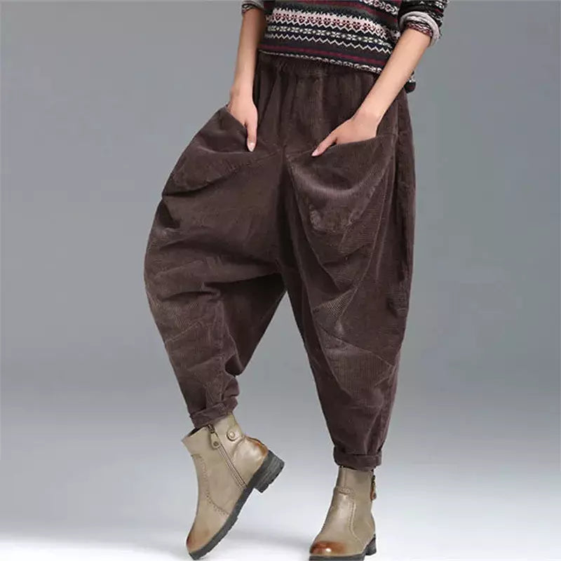Weite Sarouelhose Damen Winterhose Elegant - BerlinGlamour