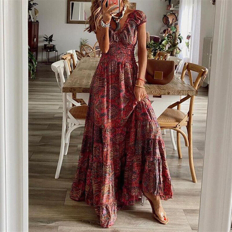 Boho Langkleid Maßgeschneidert Elegant Frauenkleid