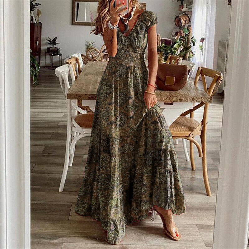 Boho Langkleid Maßgeschneidert Elegant Frauenkleid