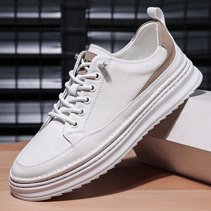 Herren Leder Sneaker Schwarz Modern