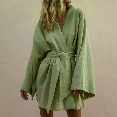 Luxus Kimono mit Gürtel Elegantes Abendkleid