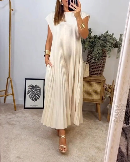 Baumwollkleid Plissee Elegant Damenkleid Sommer - BerlinGlamour