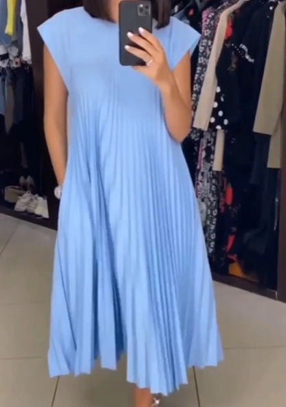 Baumwollkleid Plissee Elegant Damenkleid Sommer