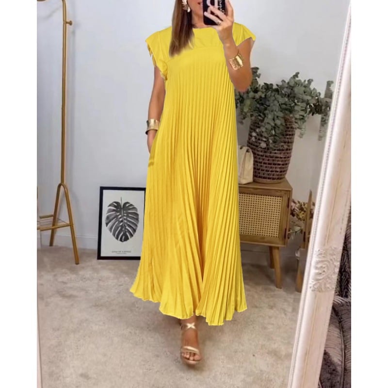 Baumwollkleid Plissee Elegant Damenkleid Sommer