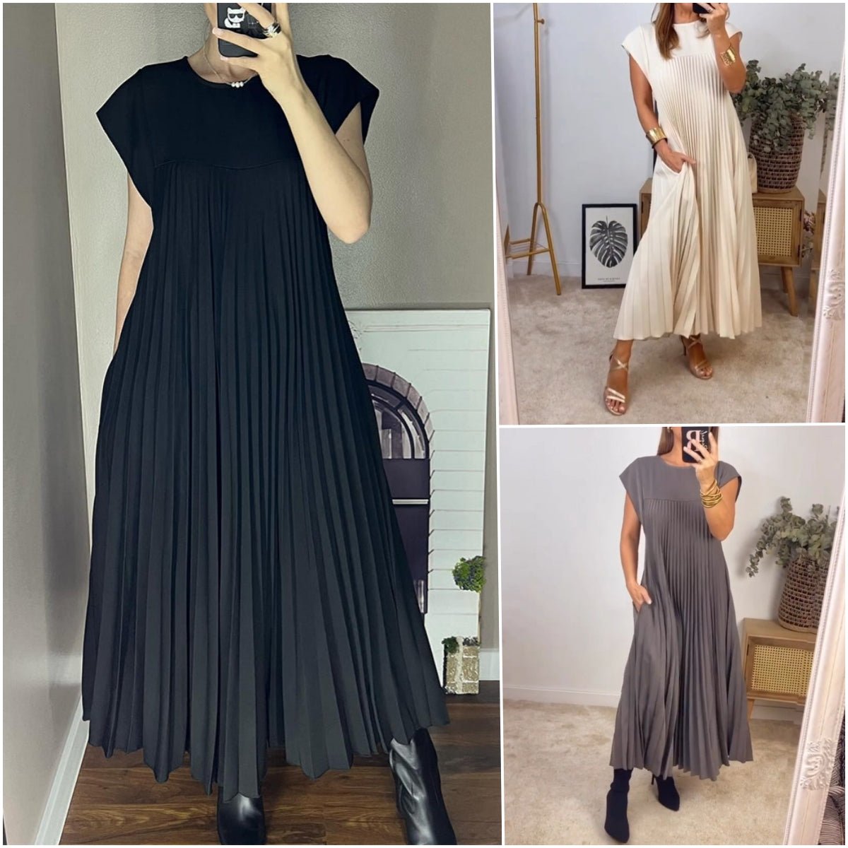Baumwollkleid Plissee Elegant Damenkleid Sommer