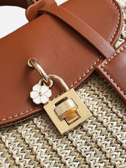 Kleine Damen Strohtasche Sommer Schwarz