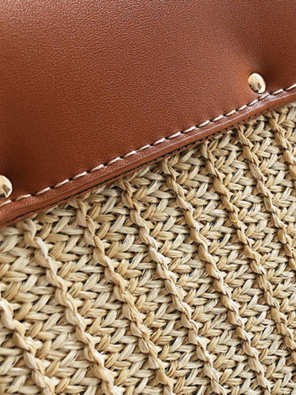 Kleine Damen Strohtasche Sommer Schwarz