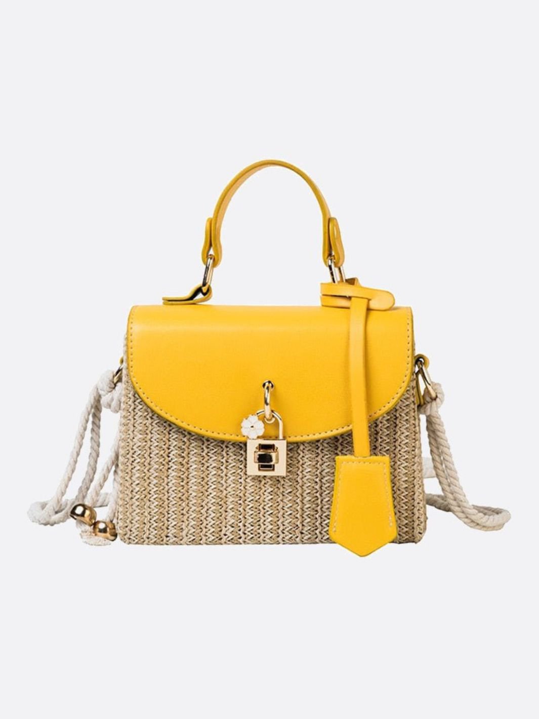 Kleine Damen Strohtasche Sommer Schwarz