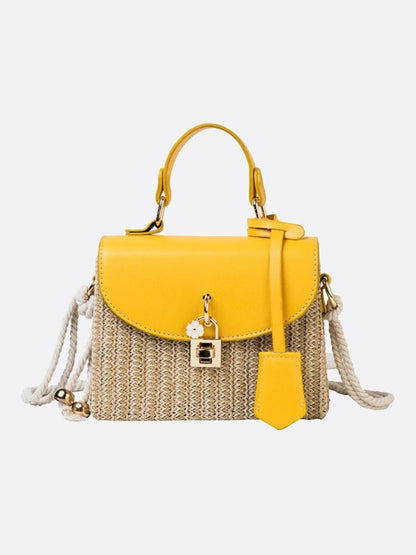 Kleine Damen Strohtasche Sommer Schwarz