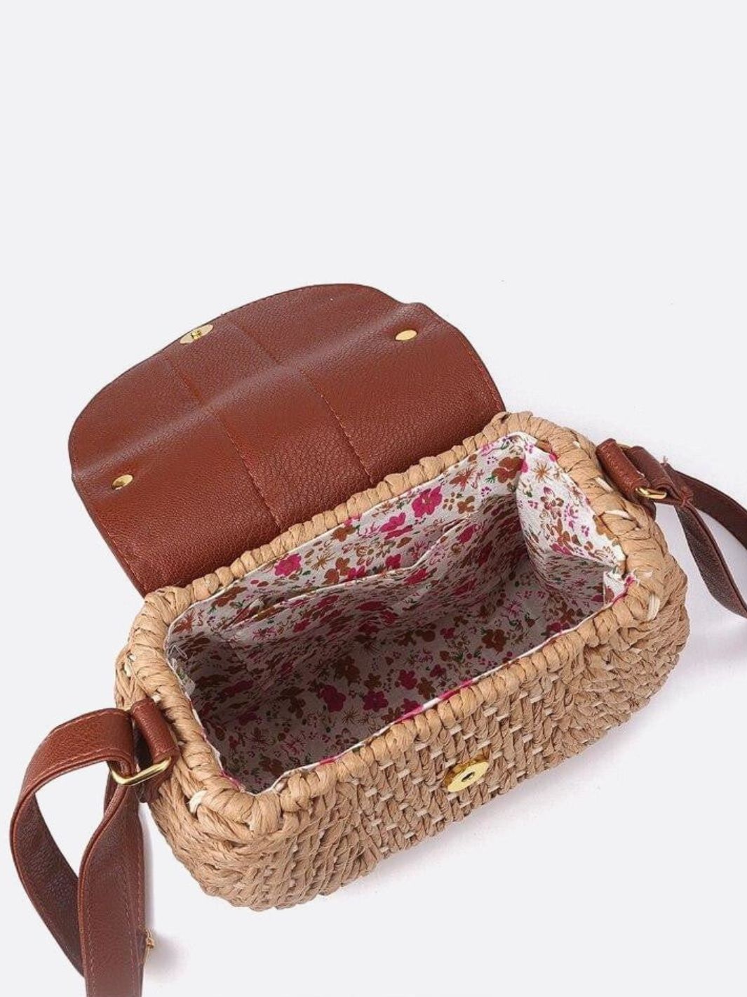 Kleine Stroh-Schultertasche Sommer Crossbody Beige