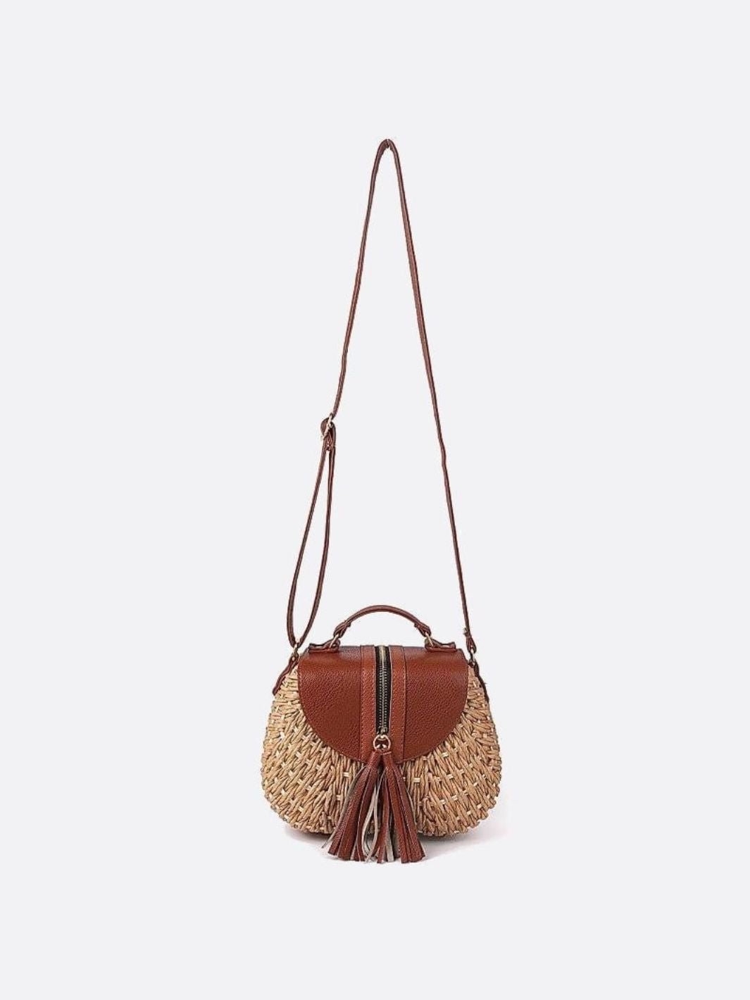Kleine Stroh-Schultertasche Sommer Crossbody Beige - BerlinGlamour