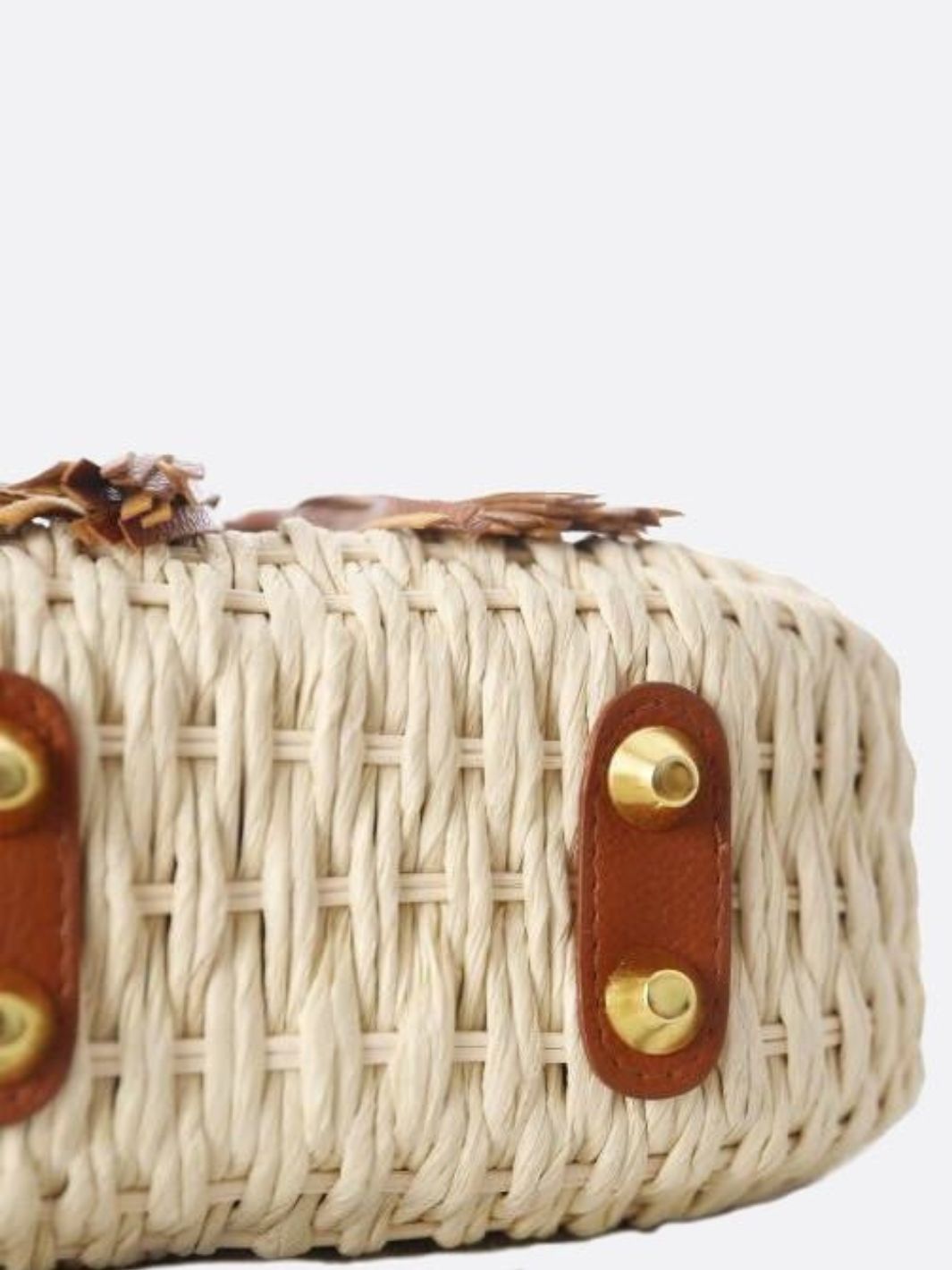 Kleine Stroh-Schultertasche Sommer Crossbody Beige