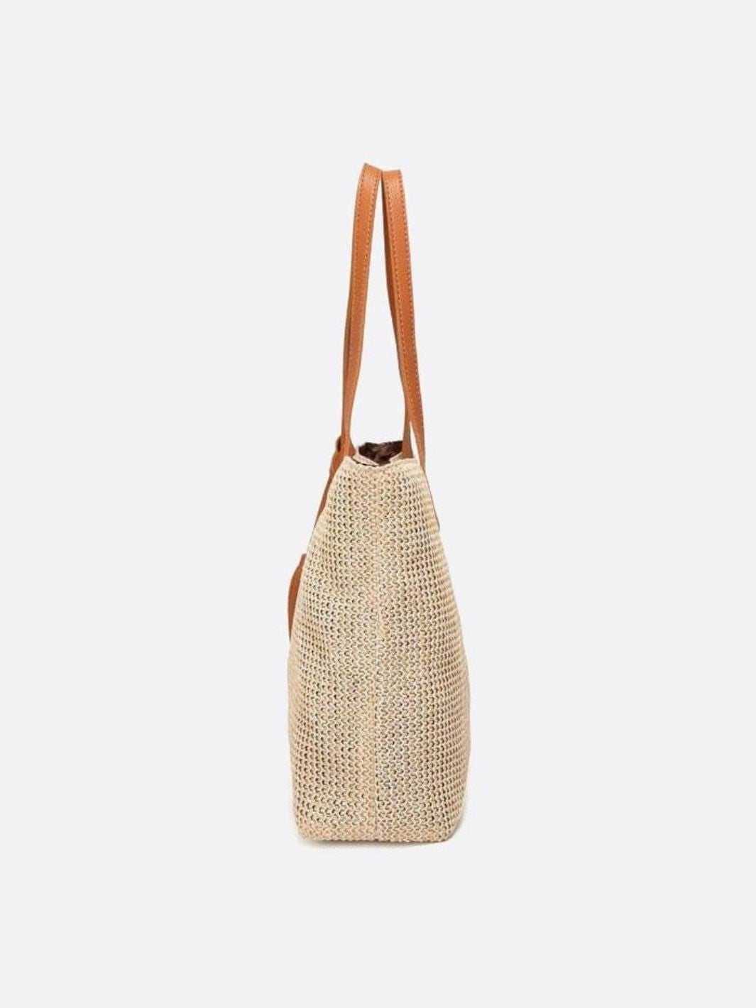 Große Strohtasche mit langen Henkeln Sommer Shopper Natur