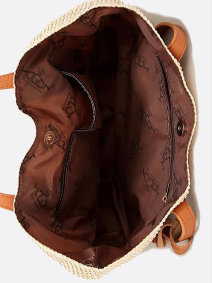 Große Strohtasche mit langen Henkeln Sommer Shopper Natur