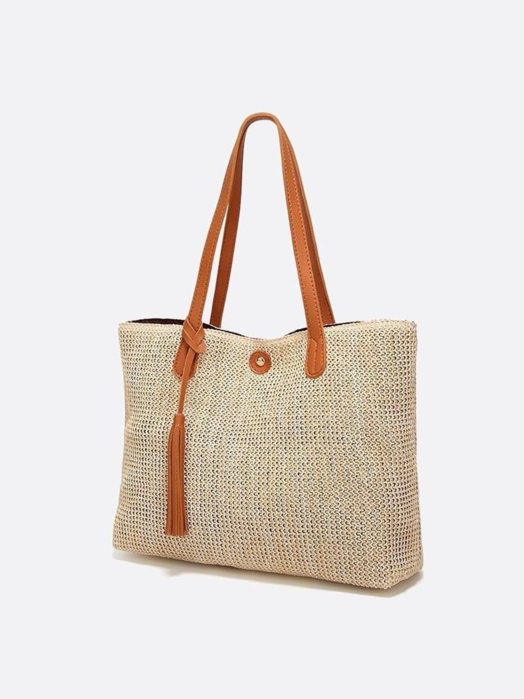 Große Strohtasche mit langen Henkeln Sommer Shopper Natur
