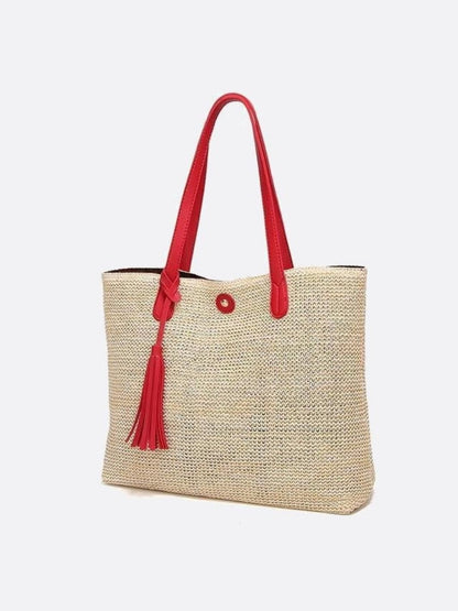 Große Strohtasche mit langen Henkeln Sommer Shopper Natur