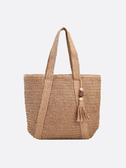 Große Strohtasche Damen Sommer Tote Bag mit Reißverschluss - BerlinGlamour