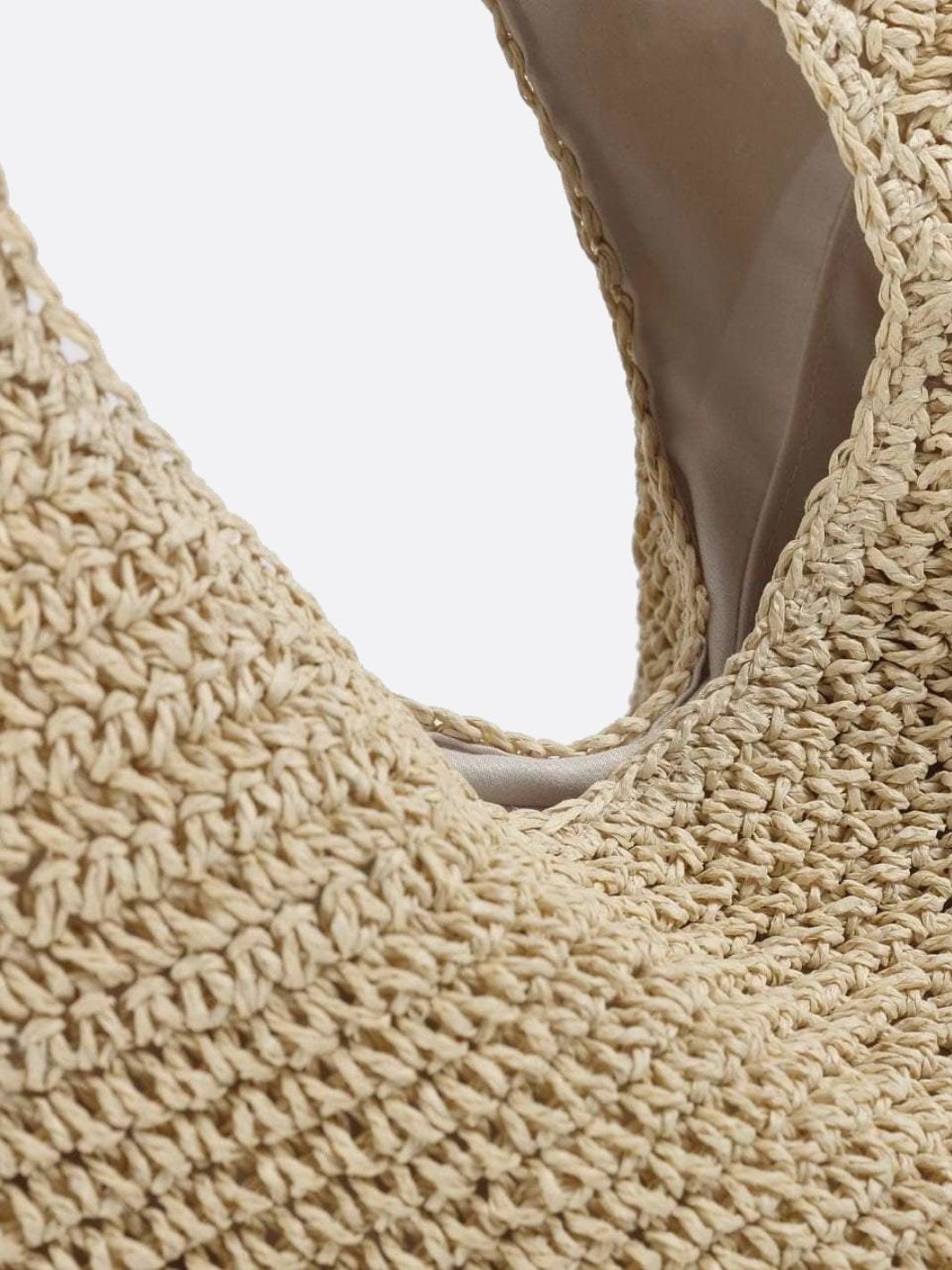 Strohtasche mit Reißverschluss und Schulterriemen Sommer